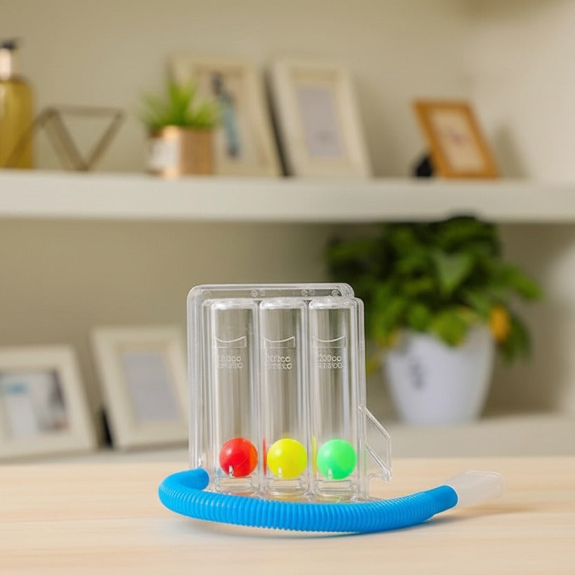 Breathing exerciser with 3 ball chambers for lung training and respiratory exercises alternate product shot