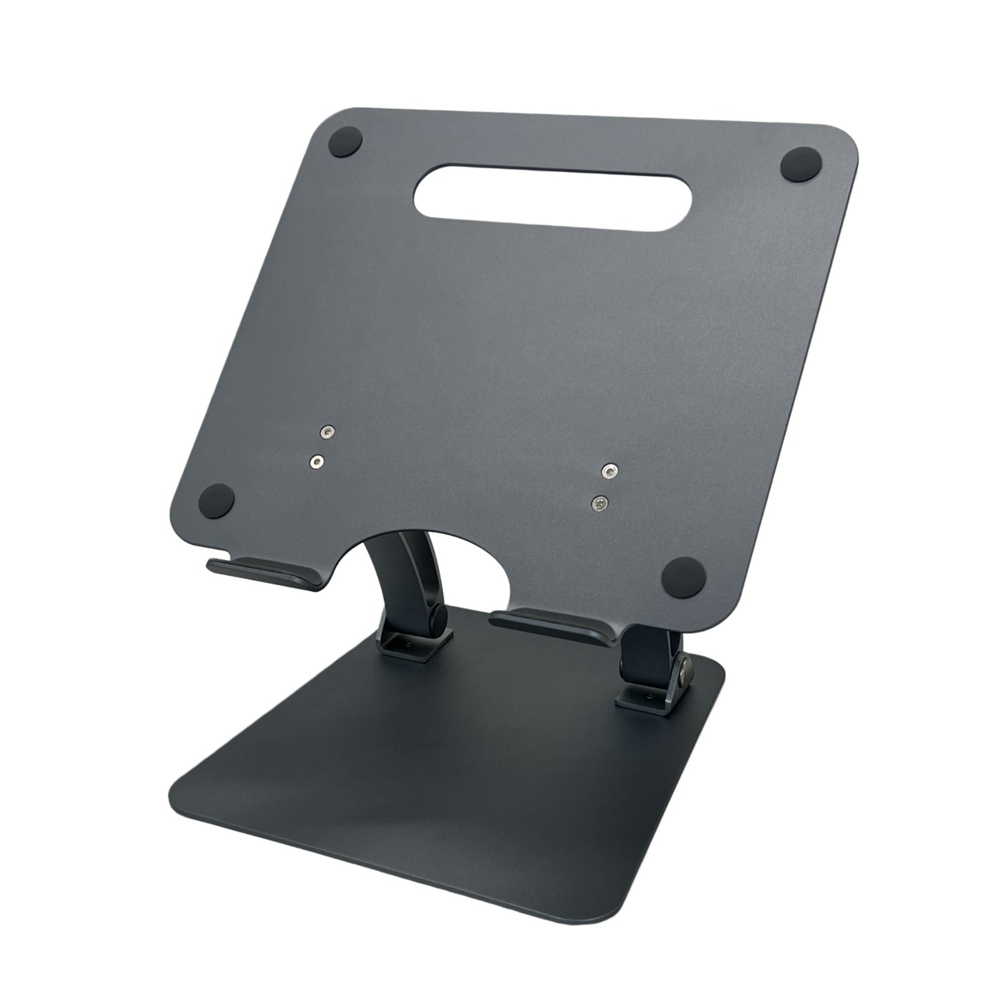 Adjustable aluminum laptop stand in dark gray color with ergonomic design and non slip silicone pads (Color: Dark Gray)