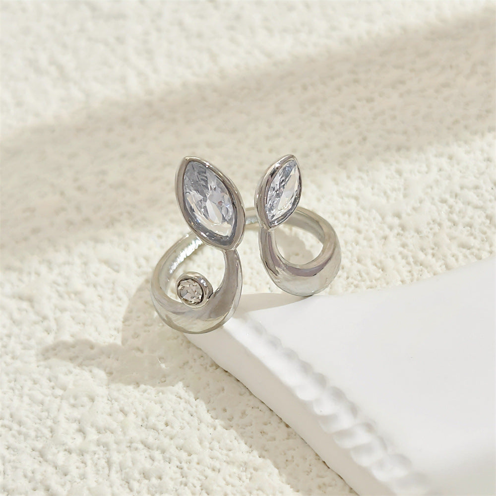 Adjustable titanium steel ring, featuring a modern geometric design and open adjustable fit (Color: Titanium Steel)