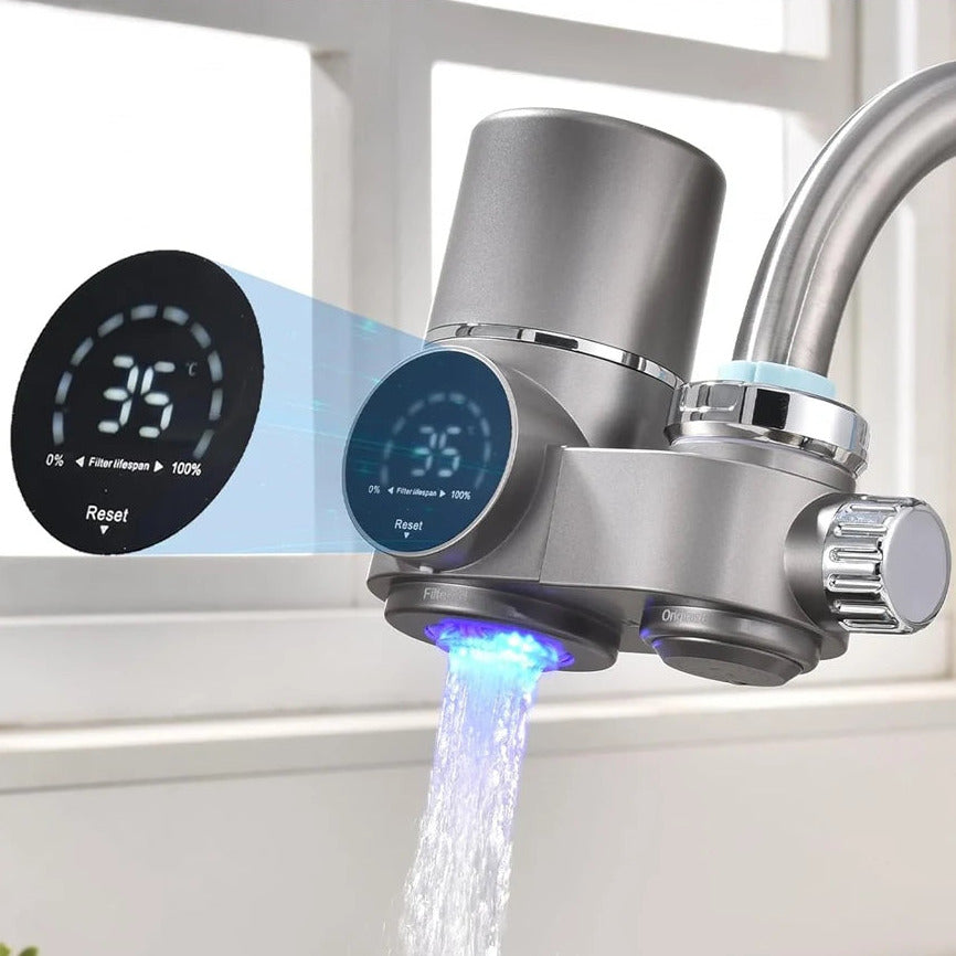13 stage faucet water filter with LED display and UV light for clean tap water depiction of LED display