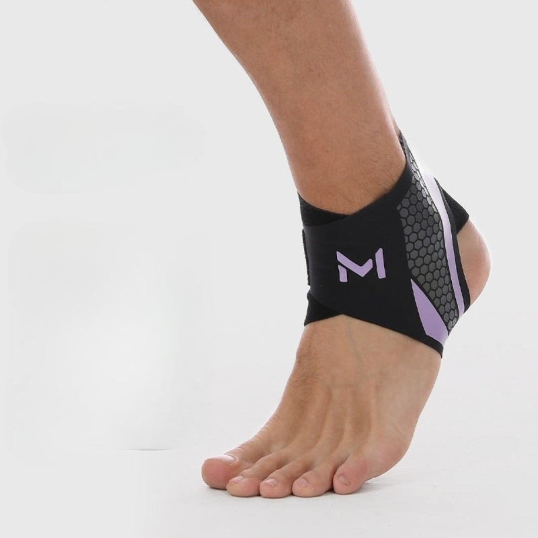 Ankle support and compression brace in purple color with lightweight flexible design for sports fitness and everyday comfort (Color: Purple)