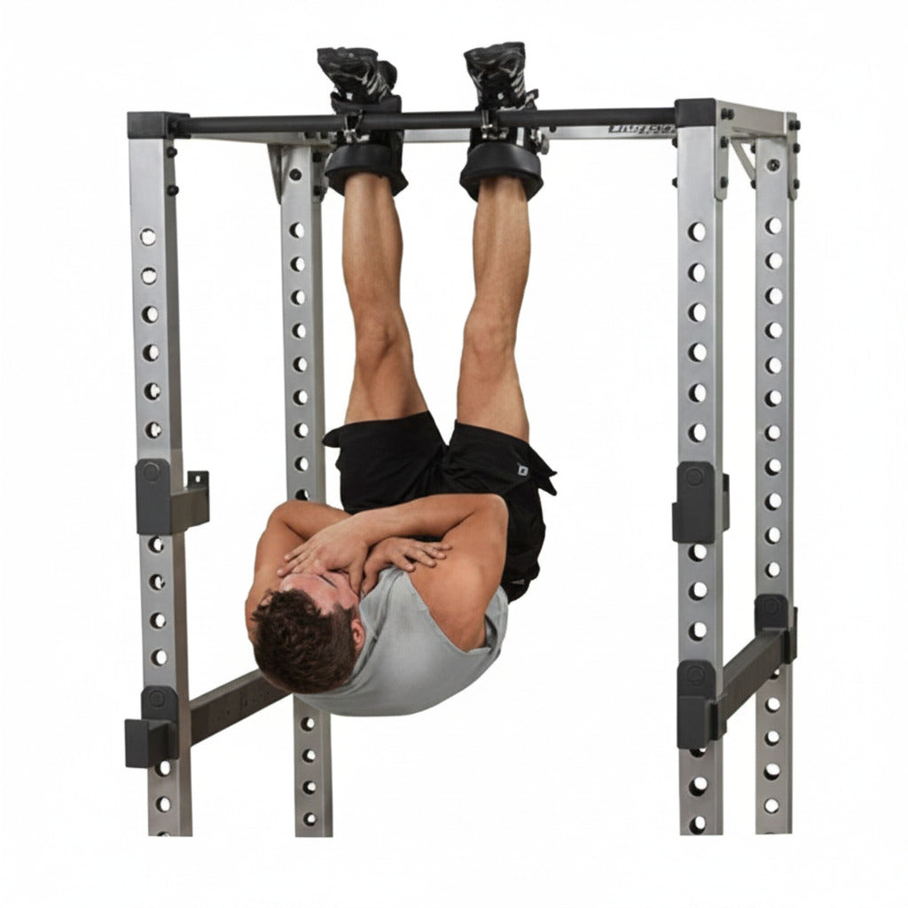 Anti gravity inversion boots with padded support for stretching spinal decompression and inversion training model shot