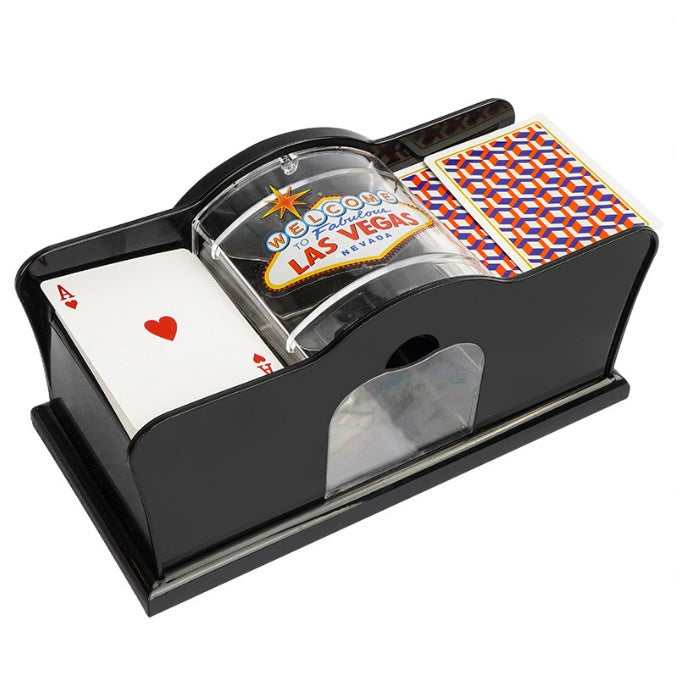 Automatic card shuffler in black color for 2 decks poker blackjack and card games (Color: Black)
