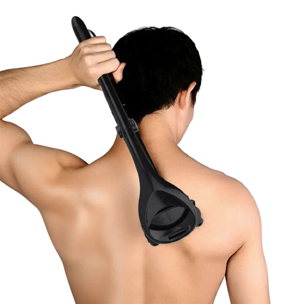 Back and body shaver with long handle for easy grooming of hard to reach areas model shot