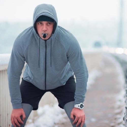 Breathing resistance trainer for lung capacity respiratory strength and endurance training model shot