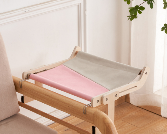 Cat hanging bed in pink color elevated pet bed with strong support and washable cover (Color: Pink)