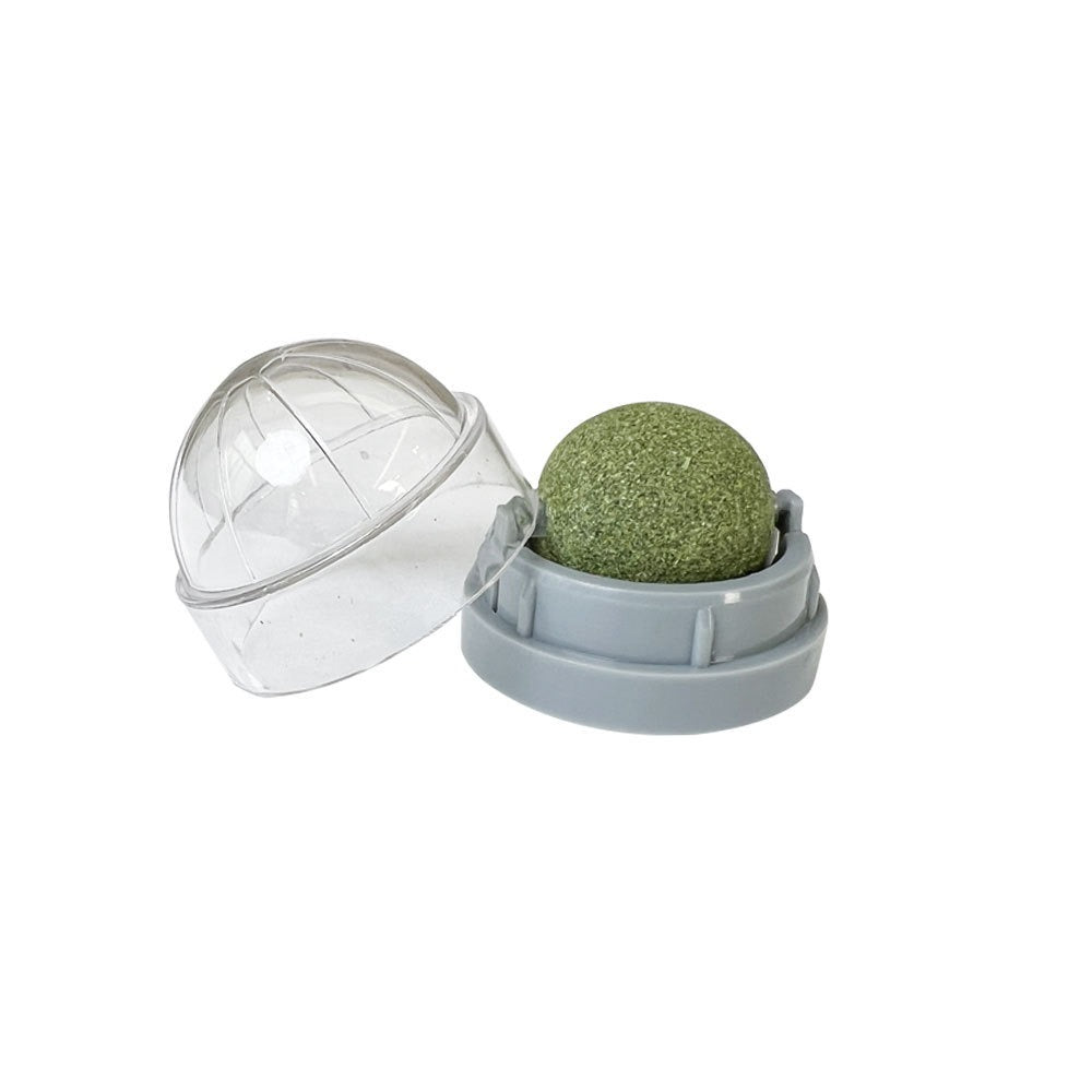 Catnip wall balls in gray color for cats 3 pack with adhesive backing for interactive play and self grooming (Color: Gray)