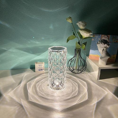 Crystal led table lamp with 16 color lighting touch control and decorative ambient glow product shot