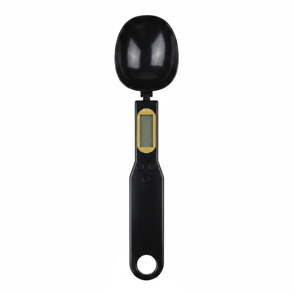 Digital measuring spoon in black color with LCD display and precision food weighing for cooking baking and diet planning (Color: Black)