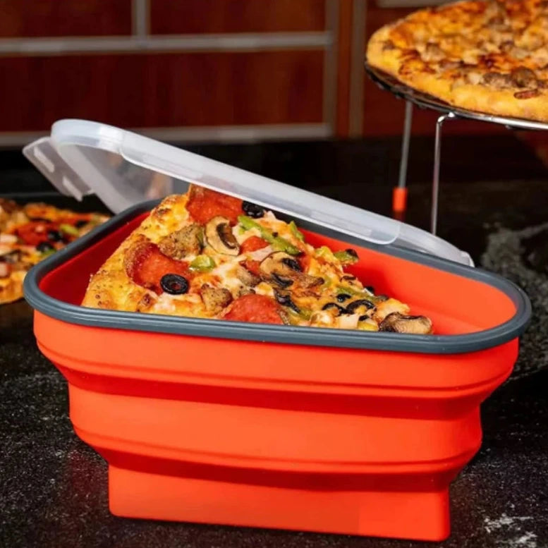 Foldable silicone pizza storage box reusable container for storing leftover pizza slices product shot
