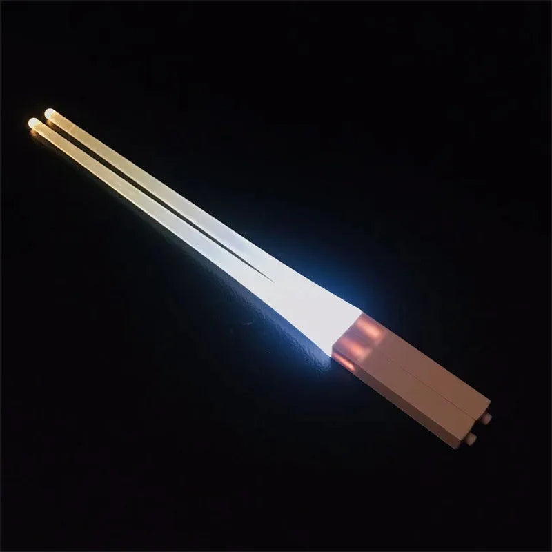 Glowing chopsticks in white color with led light colors reusable bpa free for fun dining (Color: White)