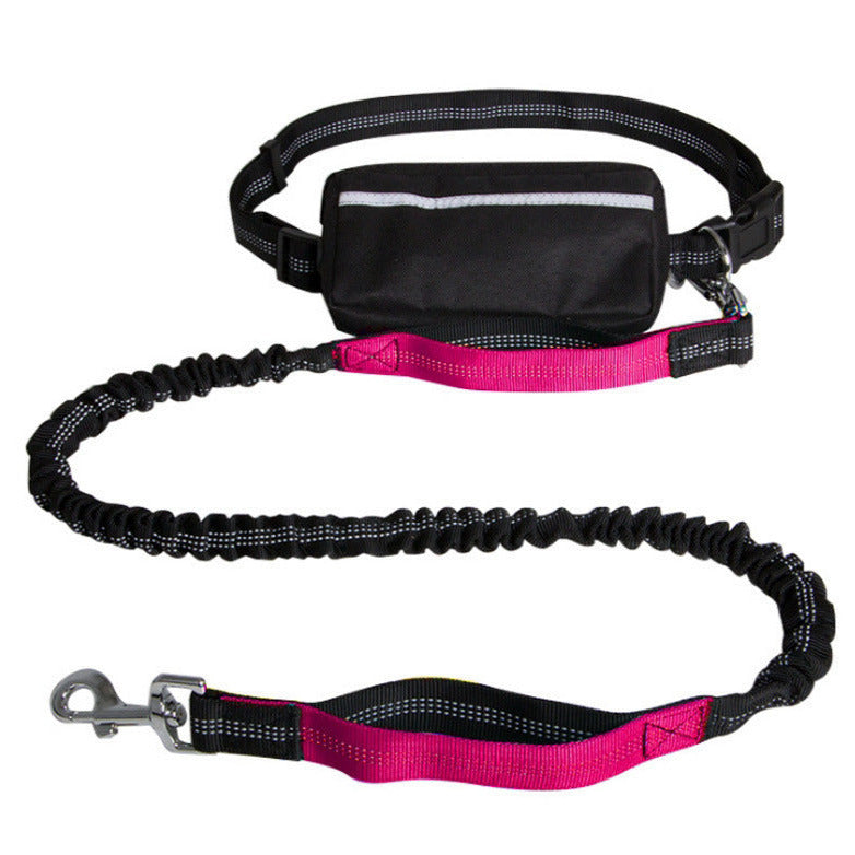 Hands-free retractable and reflective dog leash in violet color for walking and running with a dog or a pet (Color: Violet)