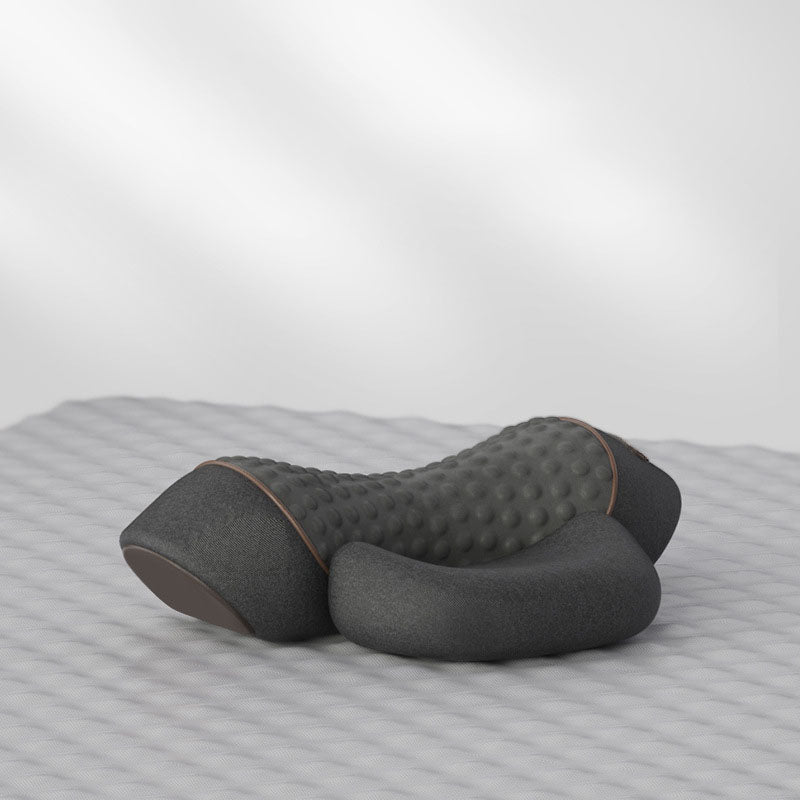 Heated neck massage pillow in dark gray color with vibration function for relaxation and tension relief portable design (Color: Dark Gray)