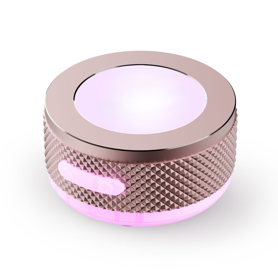 LED bone conduction speaker in pink color with vibration audio technology rgb lighting and portable bluetooth connectivity (Color: Pink)