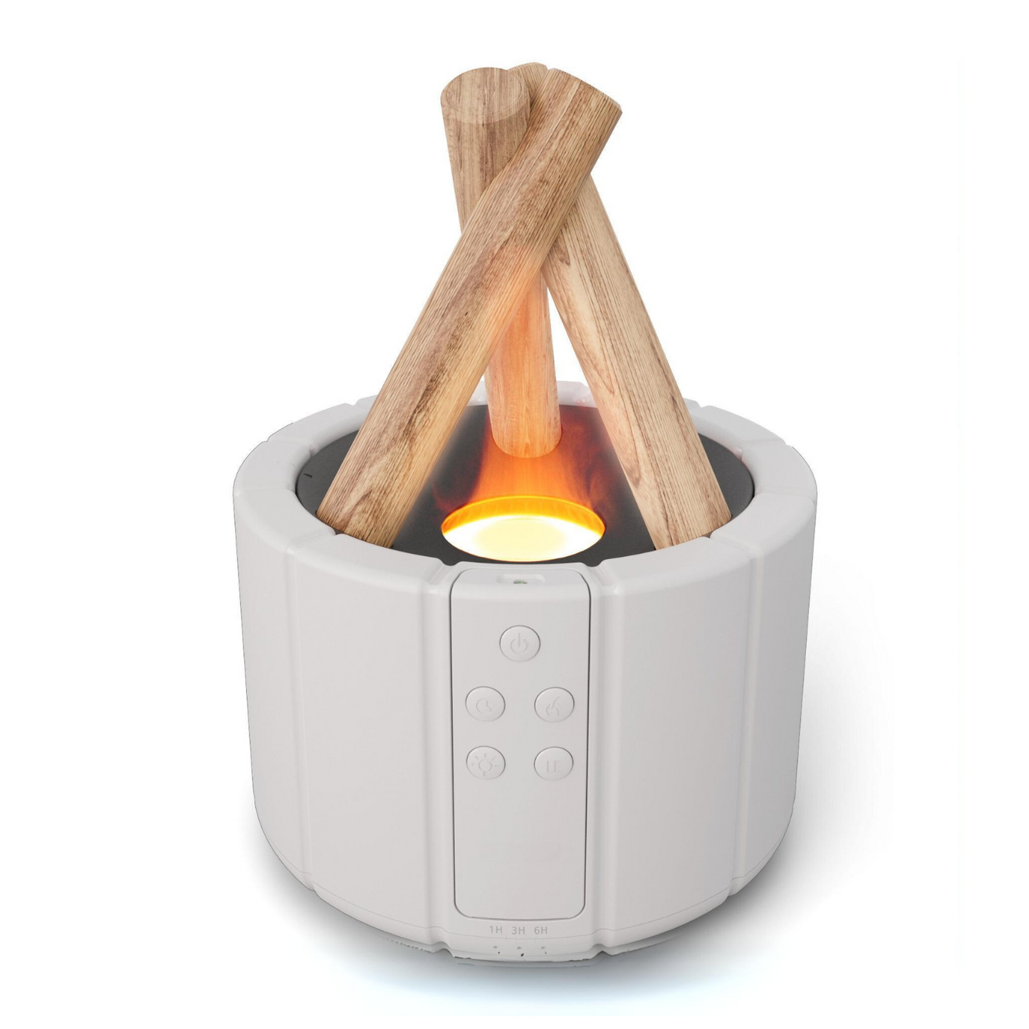 LED bonfire diffuser in white color with flame effect mist 7 color lighting and remote control (Color: White)
