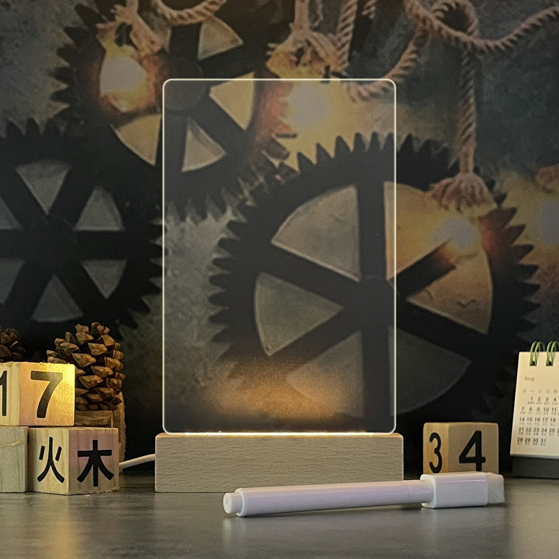 LED note board in vertical style night light with writable message board and warm LED lighting for notes, reminders, or decorations (Style: Vertical)