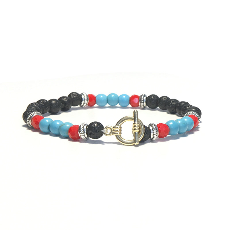 Men’s beaded alloy bracelet featuring a modern design suitable for everyday and formal wear in gold color (Color: Gold)