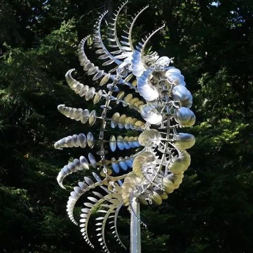 Metal kinetic wind spinner for garden and patio with dual rotating blades and smooth motion alternate product shot
