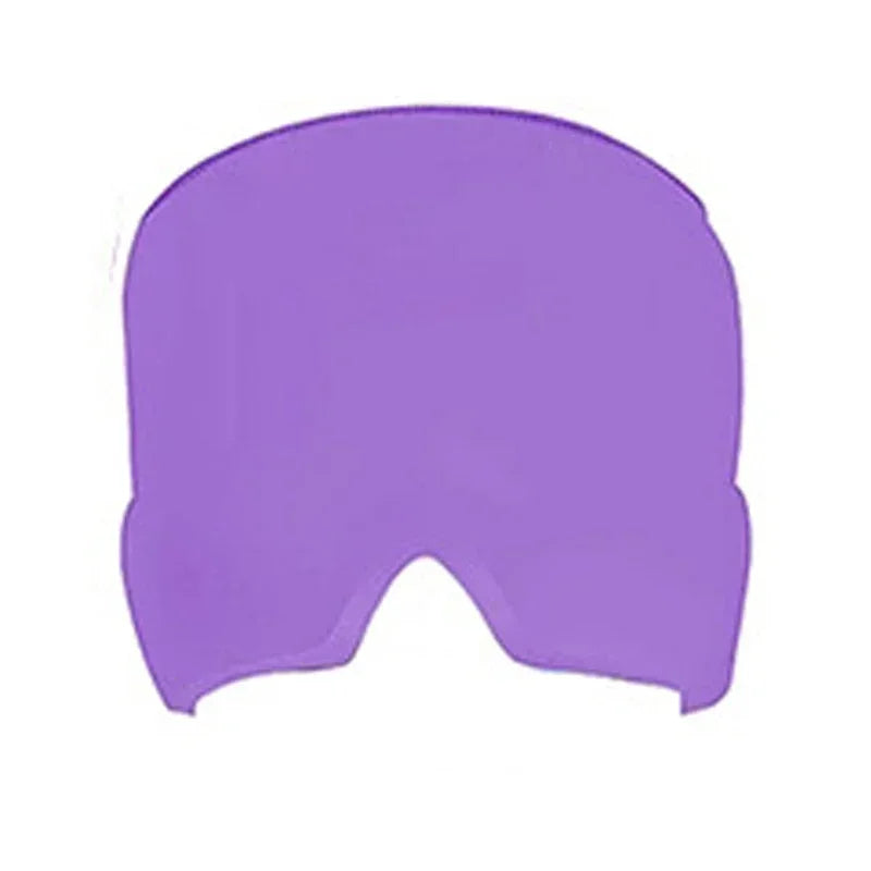 Migraine relief cooling cap in purple color with wearable cold therapy and soft gel compression design (Color: Purple)