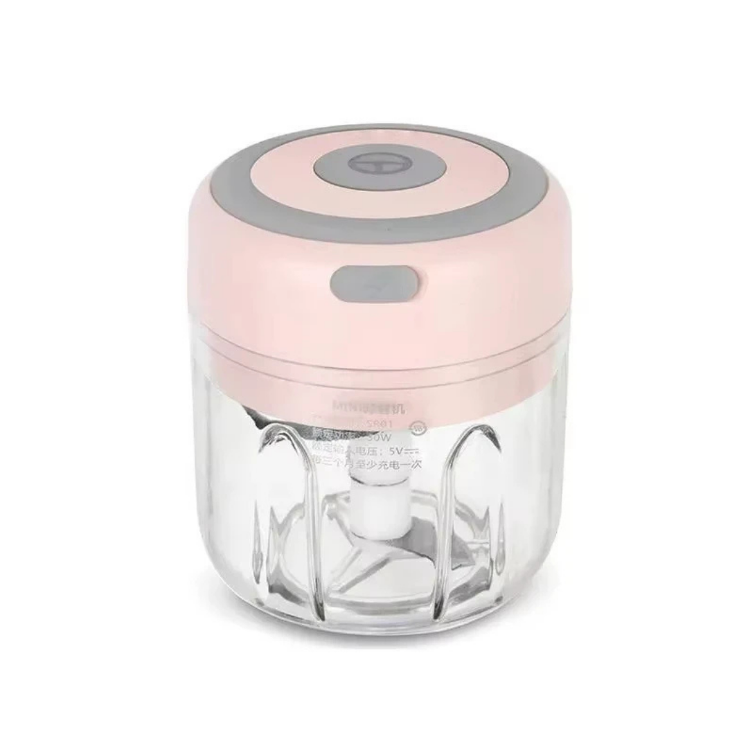 Electric mini portable food chopper in pink color for quick chopping of vegetables garlic and ingredients (Color: Pink)