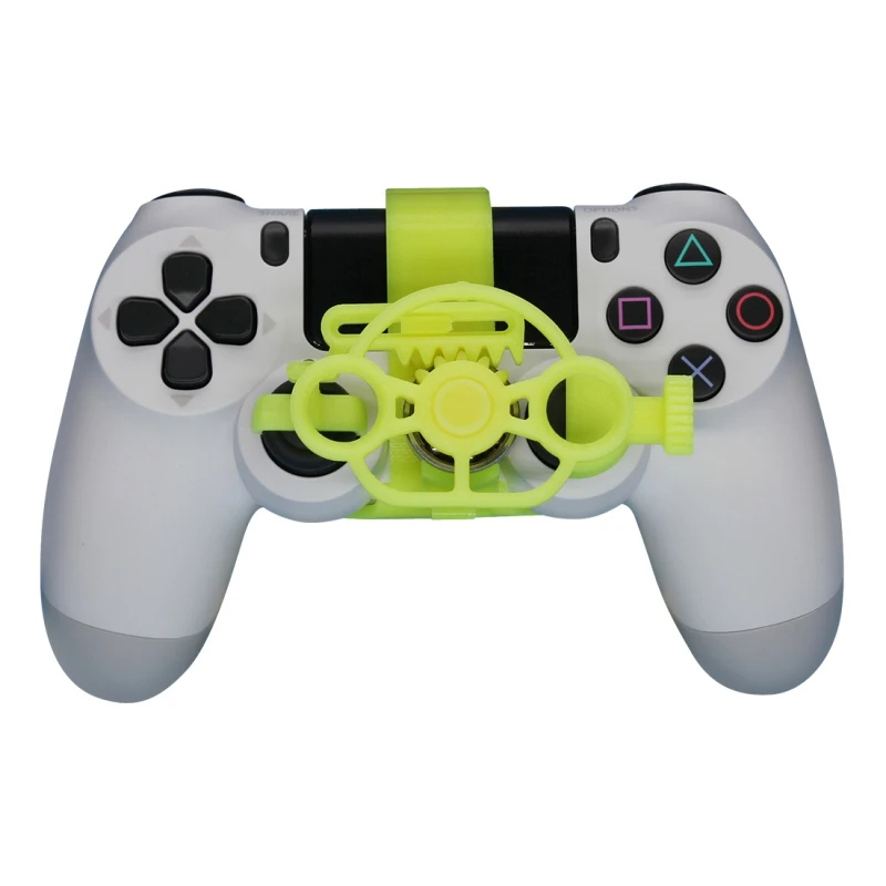 Mini steering wheel attachment in green color for PS4 controller for racing games and improved control (Color: Green)