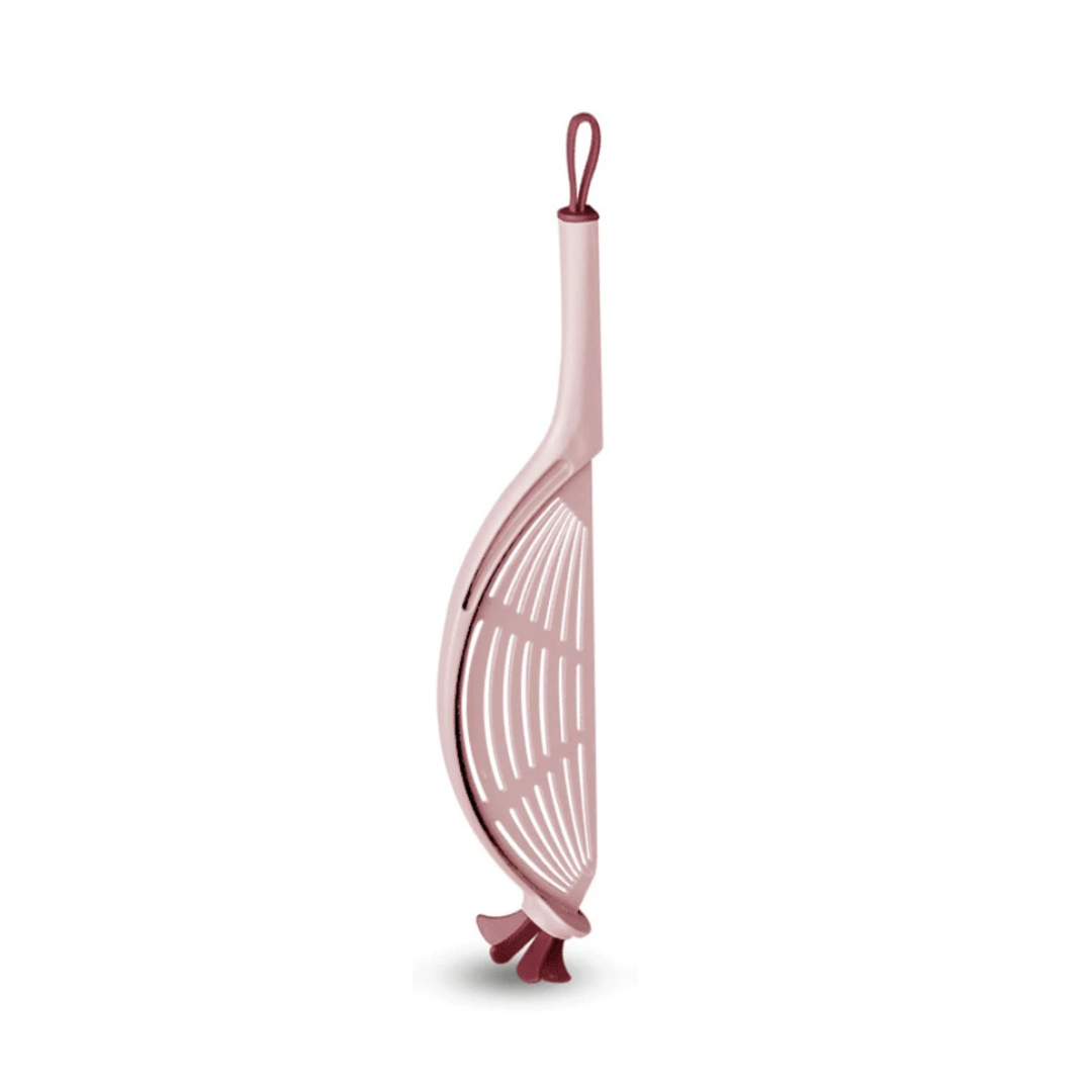 Multifunctional kitchen strainer in pink color for draining pasta rice and vegetables compact and easy to use (Color: Pink)