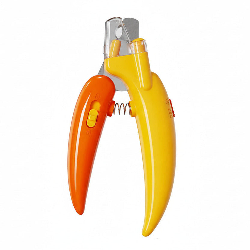 Pet nail clippers in yellow color with led light for safe and precise trimming for dogs and cats (Color: Yellow)