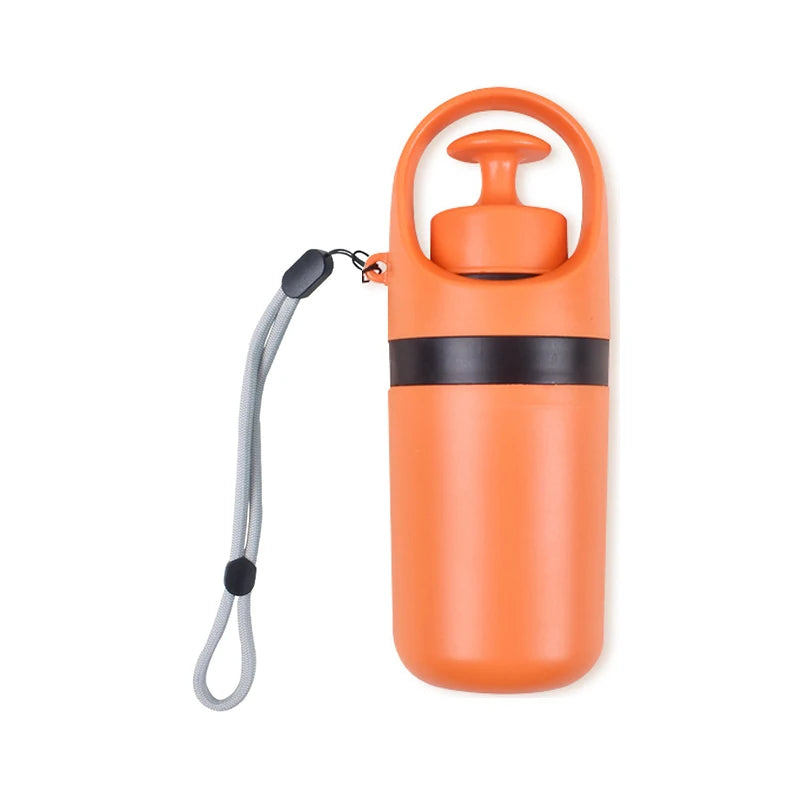 Portable dog poop scooper in orange color with built in waste bag dispenser and ergonomic pickup claw (Color: Orange)