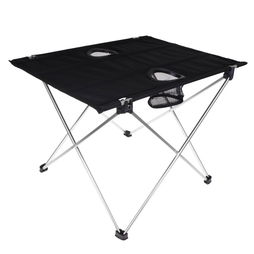 Portable folding camping table in silver color lightweight compact outdoor table for hiking picnic and travel (Color: Silver)
