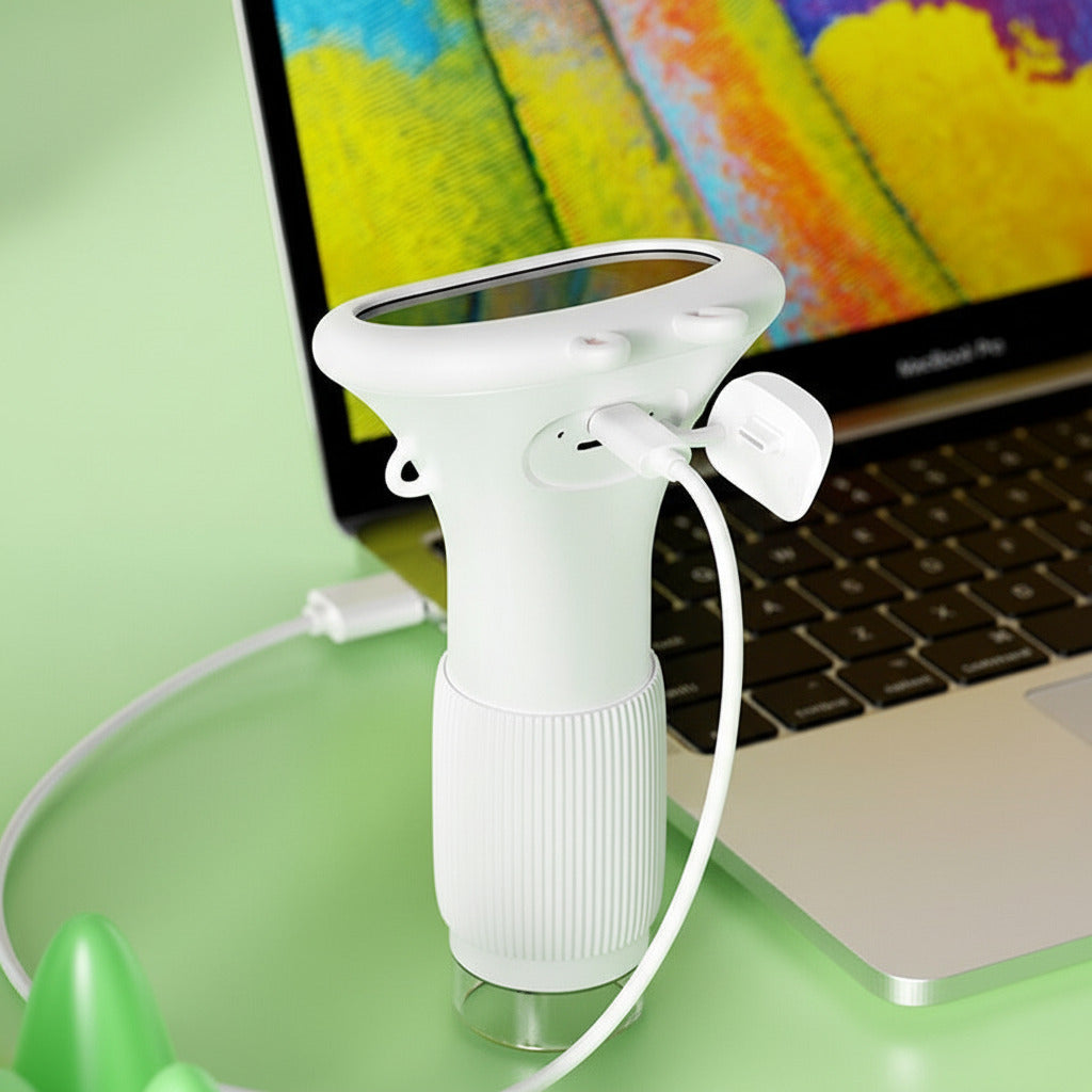 Portable handheld microscope for kids designed for children to explore and observe small objects during learning and science activities depiction of computer connection