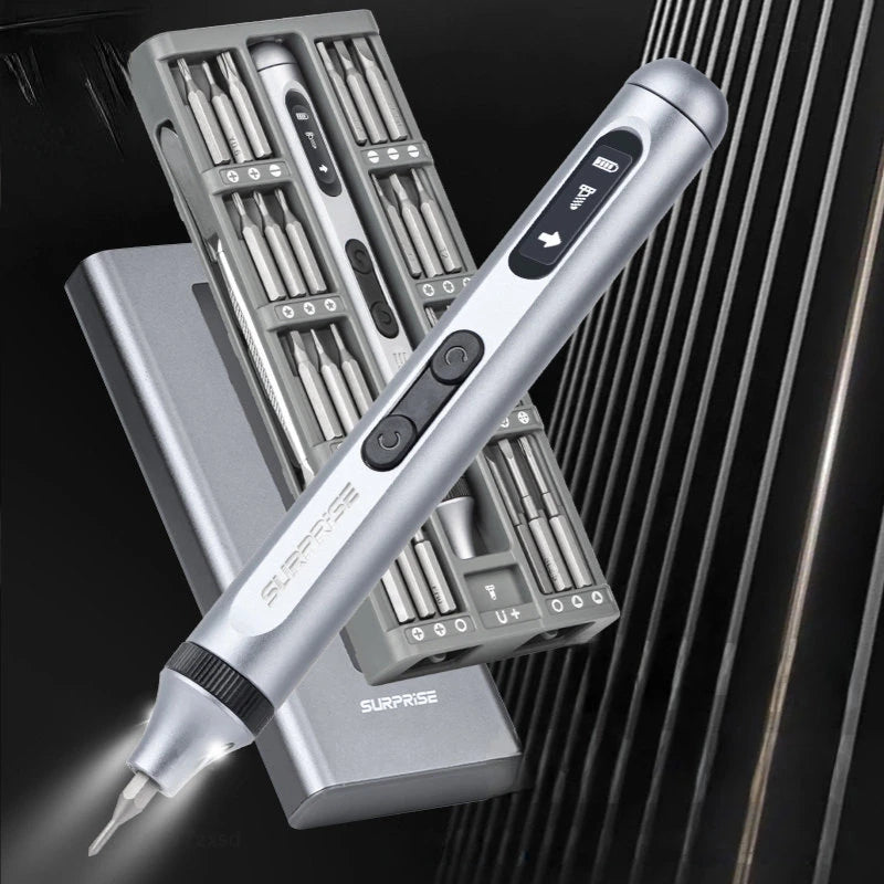 Rechargeable precision screwdriver set with 48 bits led light and compact design for electronics repair product shot