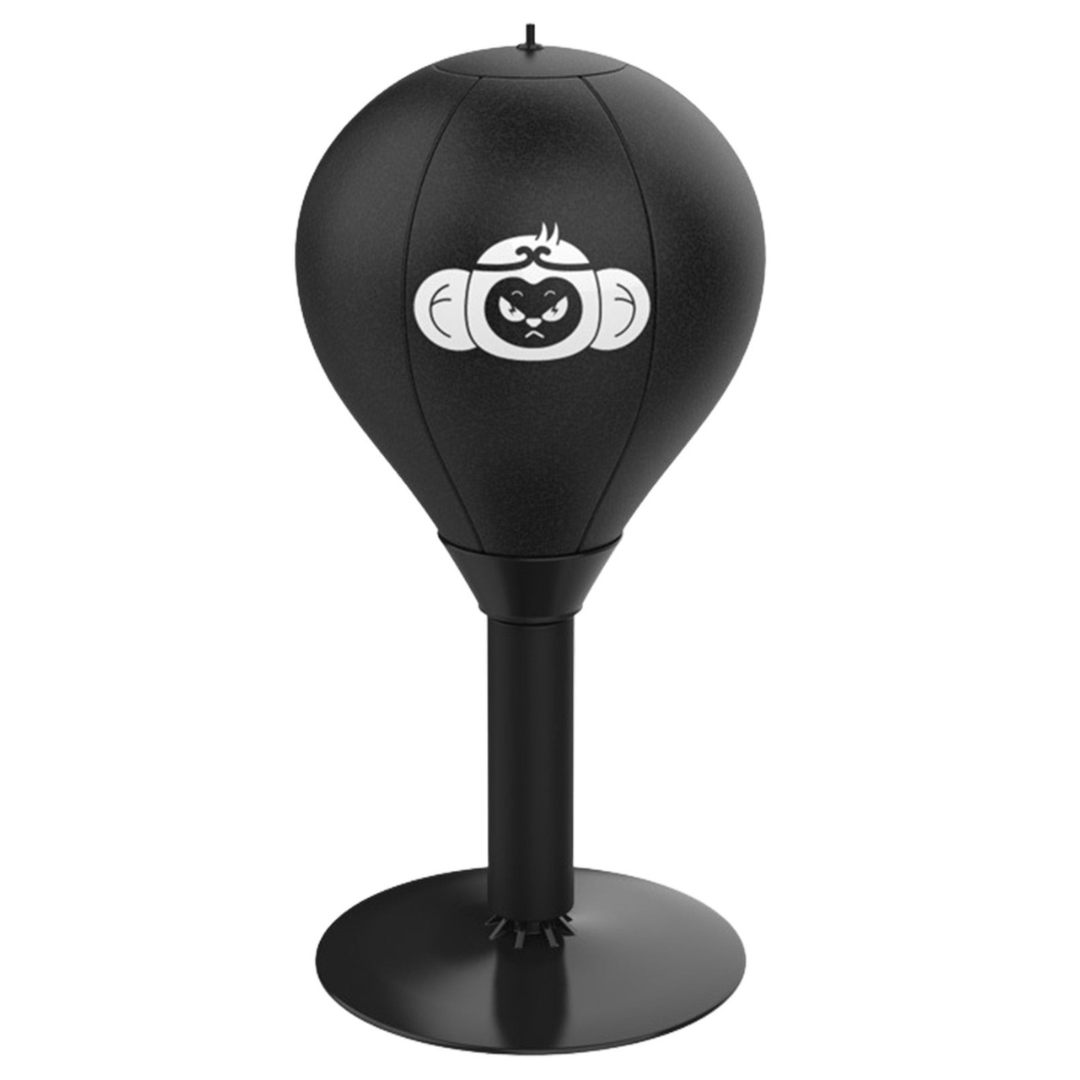 Desktop punching bag with monkey design with suction base for stress relief featuring a soft impact surface and durable spring for repeated use (Design: Monkey)