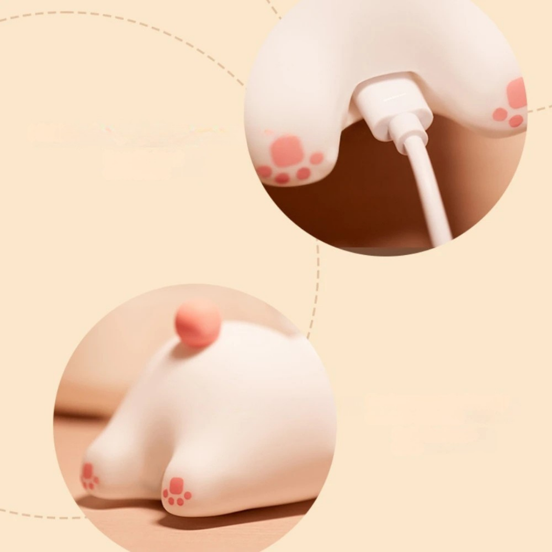 Rabbit night light with soft glow and dimmable settings for kids bedroom and nursery depiction of charging