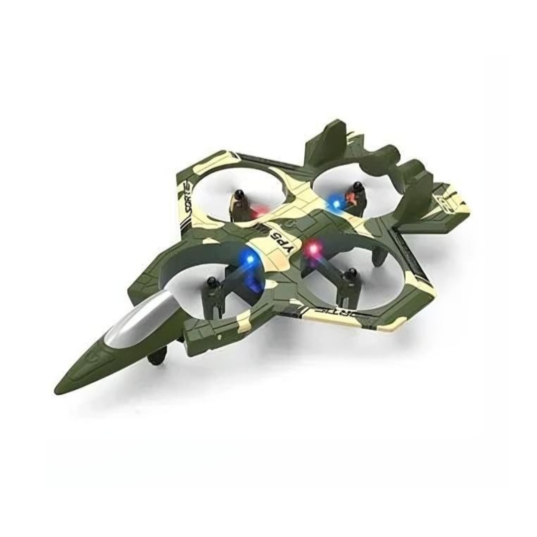 Remote control foam fighter drone in green color with led lights and auto hover for kids and beginners (Color: Green)