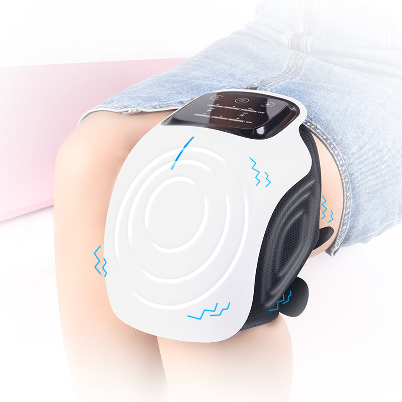 Rechargeable knee massager with heat and vibration designed to provide soothing comfort and relaxation for tired knees