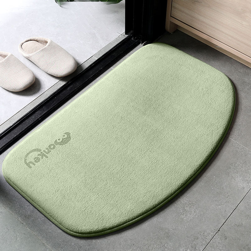 Semi-circular half-moon absorbent bathroom floor mat in green color with monkey design (Color: Green) (Style: Monkey)
