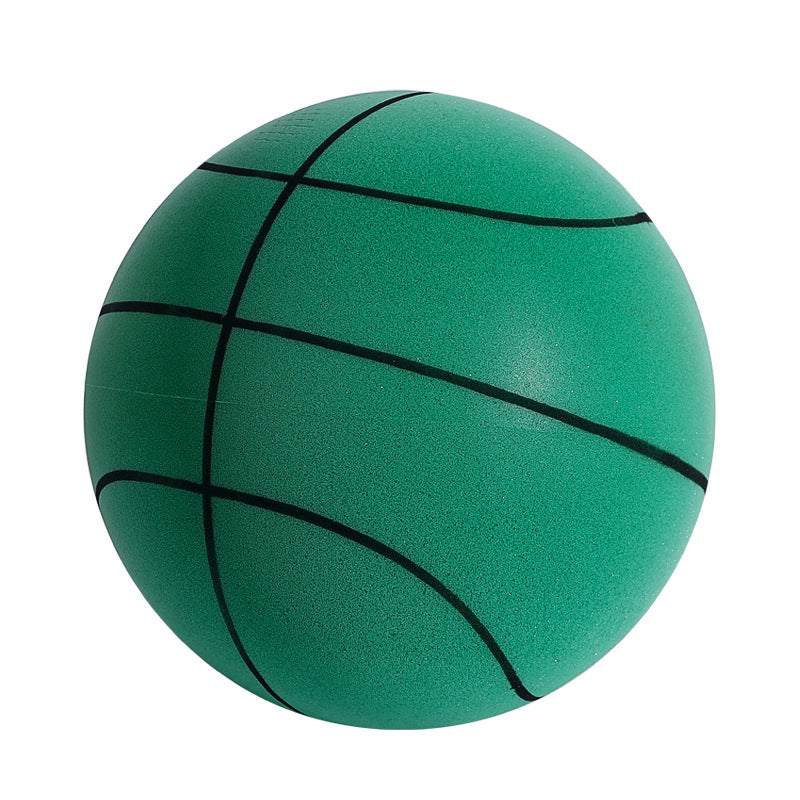 Silent basketball foam ball in green color for indoor play quiet bounce no noise (Color: Green)