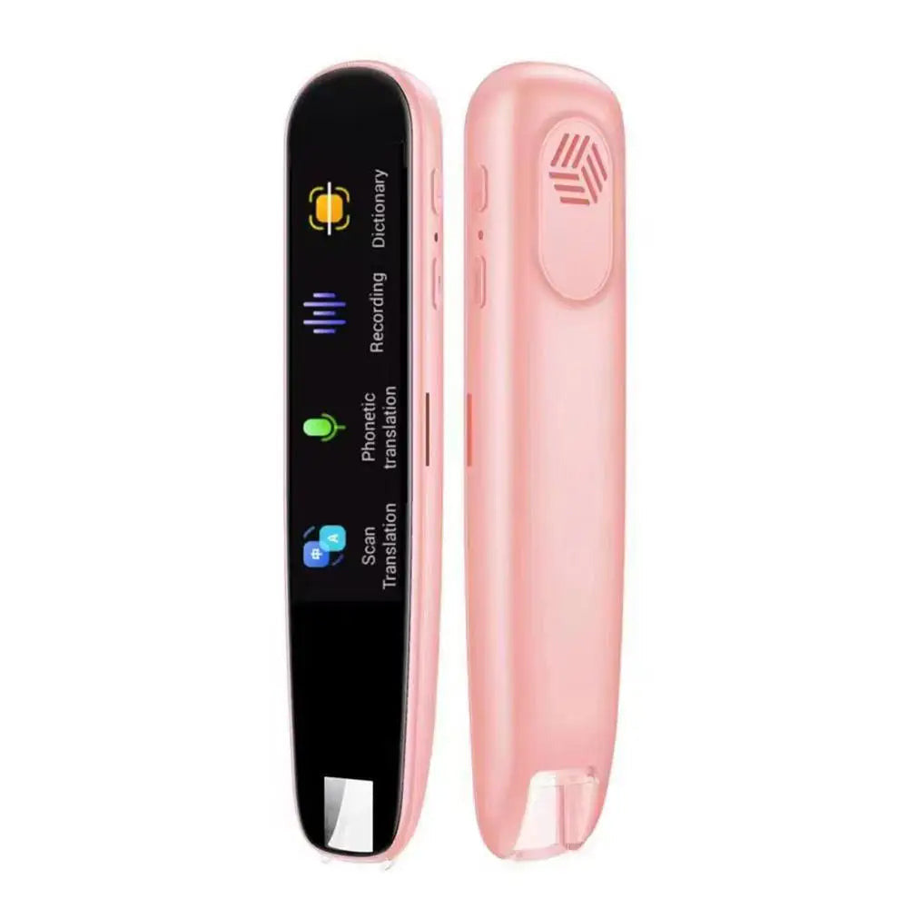 Smart translator pen in pink color supporting multiple languages with scan and voice translation features (Color: Pink)