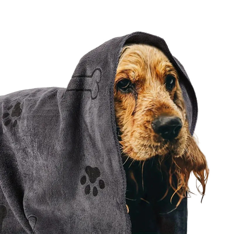 Soft microfiber pet towel for quick absorbent and gentle drying after baths and outdoor activities alternate dog model shot
