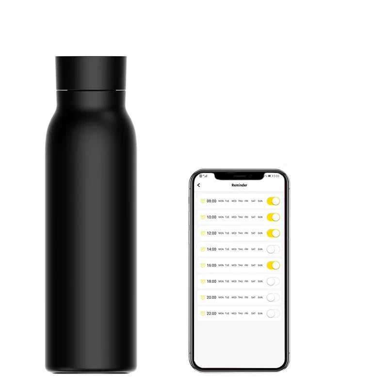 Tuya smart water bottle with hydration reminders temperature display and bluetooth tracking depiction of flexible daily hydration reminders