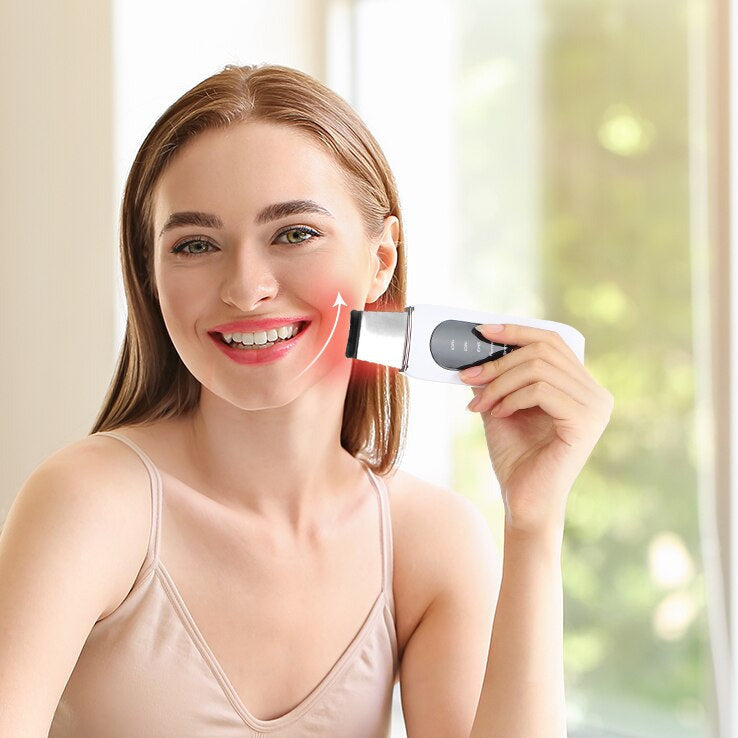 Ultrasonic skin scrubber with ems and led light for deep pore cleansing and facial care alternate model shot