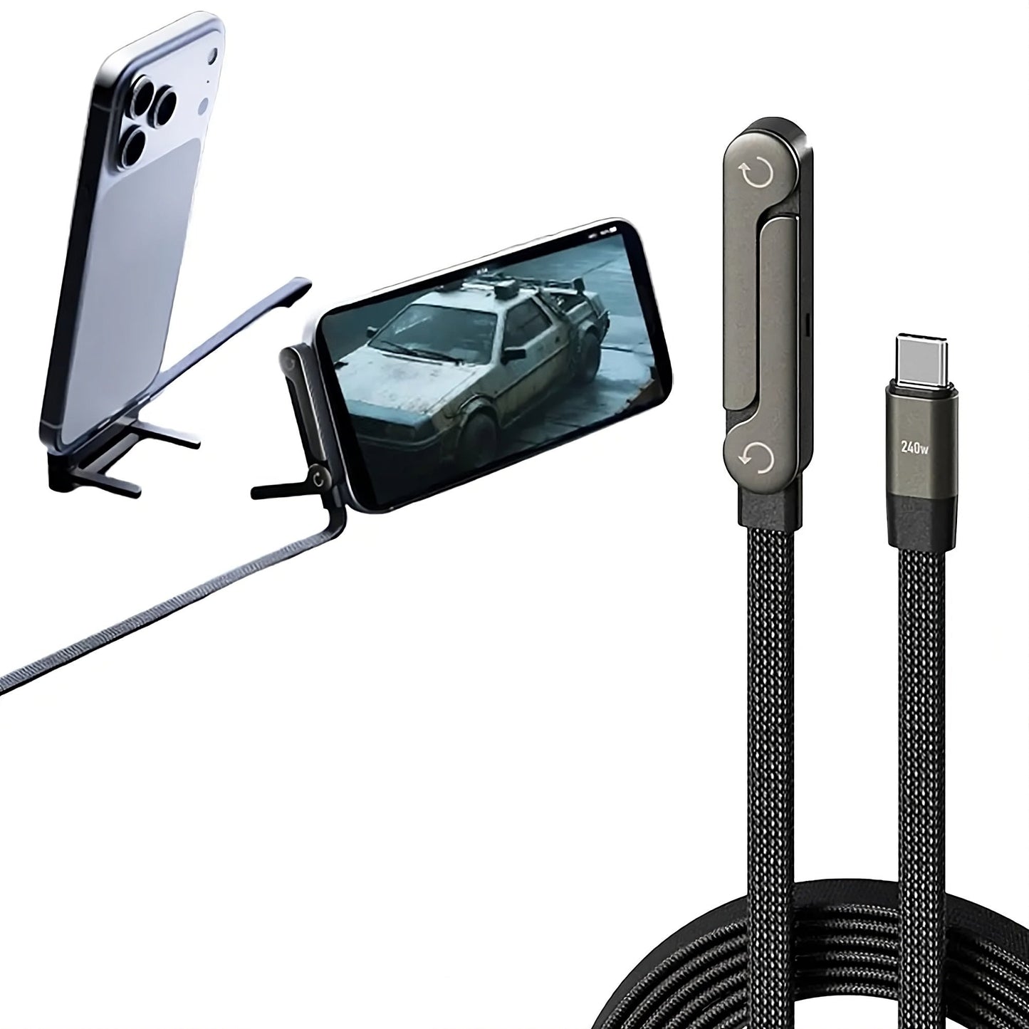 2 in 1 charging phone stand with rotating adjustable viewing angles and fast charging support