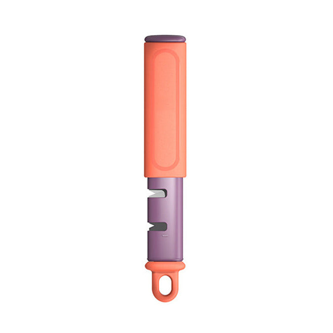 2 in 1 fruit peeler and knife sharpener in orange color stainless steel kitchen tool for peeling and sharpening (Color: Orange)