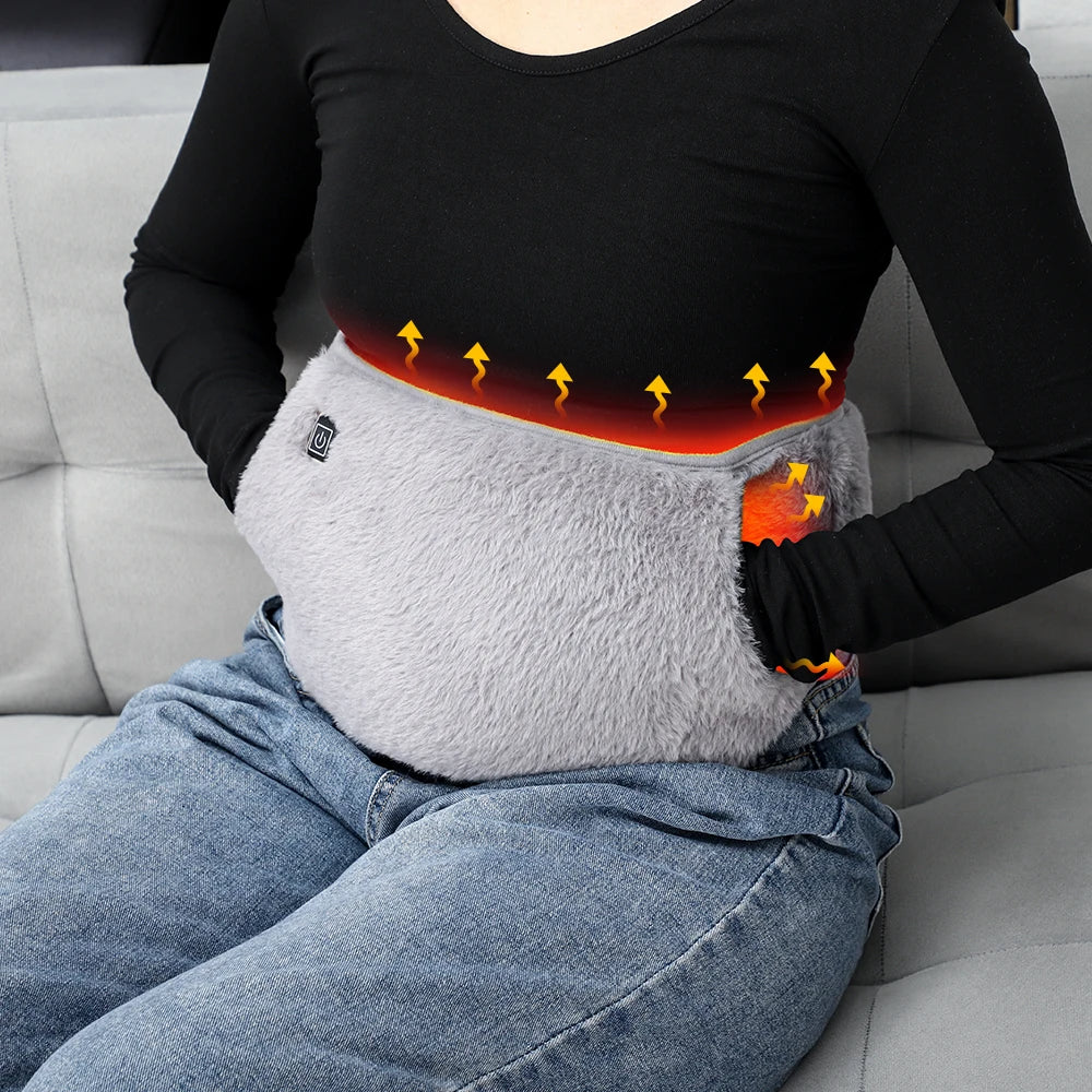 2 in 1 heated waist belt that can also be used as a hand warmer with adjustable heat levels depiction of hand warming feature