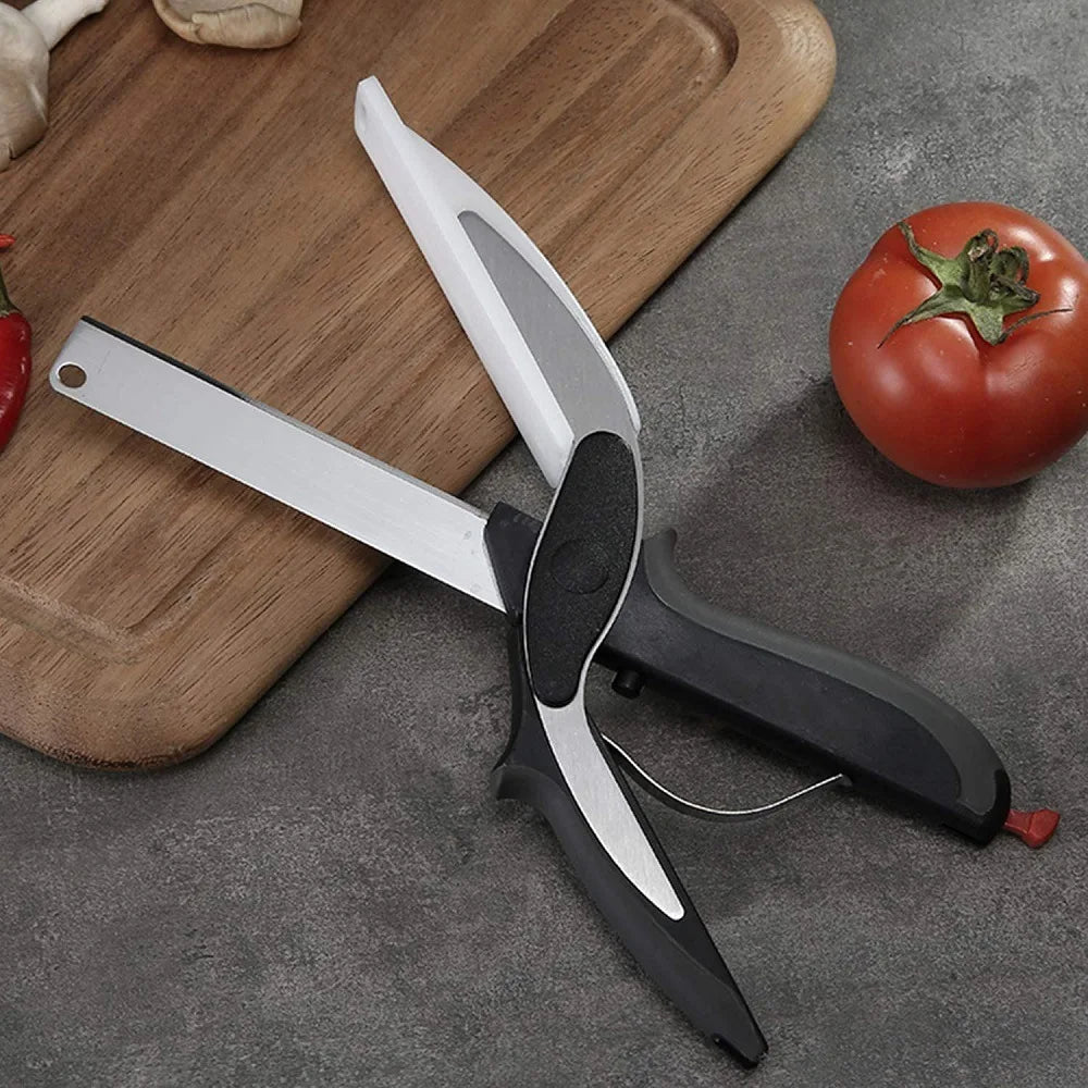 2 in 1 kitchen scissors with cutting board stainless steel blades for chopping vegetables and meat alternate product shot