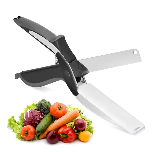 2 in 1 kitchen scissors with cutting board stainless steel blades for chopping vegetables and meat