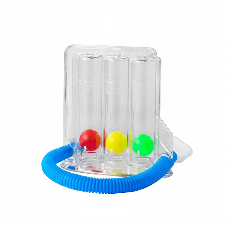 Breathing exerciser with 3 ball chambers for lung training and respiratory exercises product shot