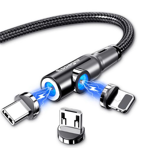 3 in 1 magnetic charging cable with micro usb usb c and lightning connectors for multiple devices
