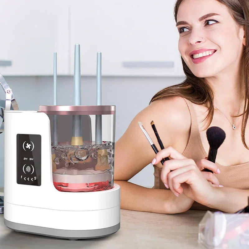 3 in 1 makeup brush cleaner for washing drying and holding brushes with automatic cleaning system model shot