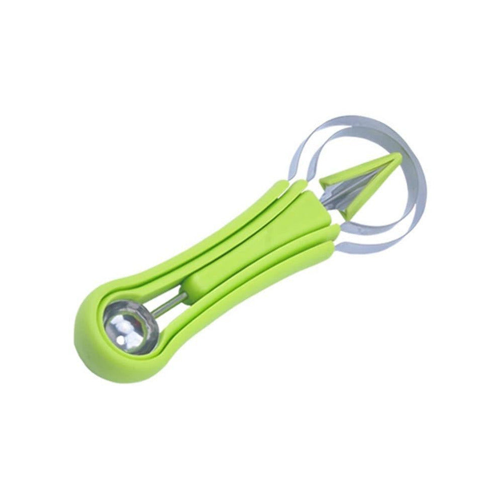 3 in 1 stainless steel multi-purpose fruit baller and scooper in green color (Color: Green)